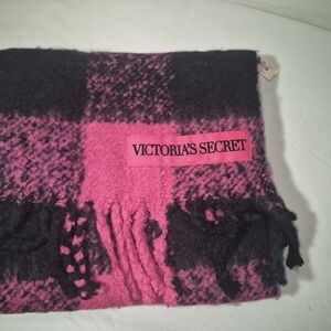 Victoria's Secret Black and Pink Checkered Scarf